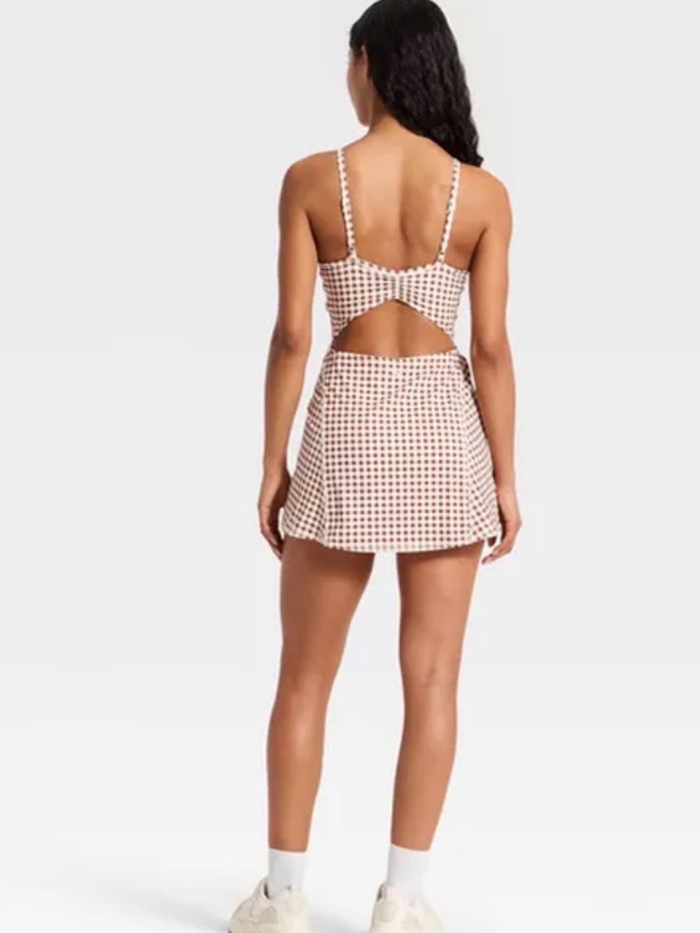Brown and White Gingham Tank Mini Dress - Picture 2 of 4